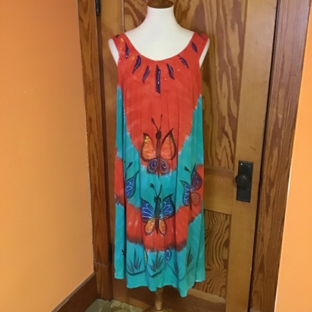 Vintage 90s butterfly mumu dress - Picture 6 of 8